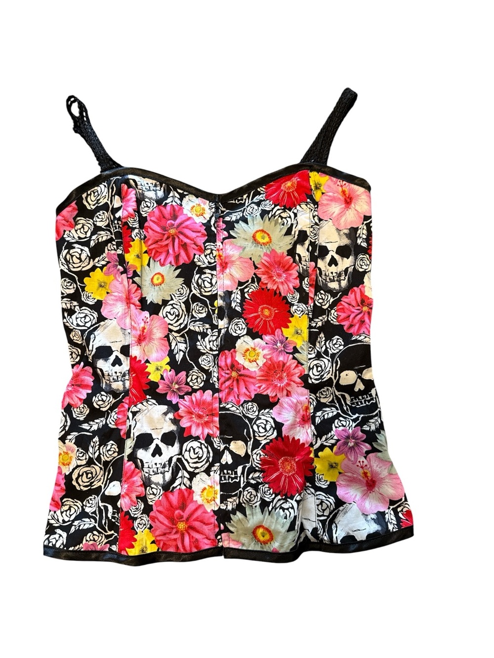 Hell Bunny Floral Skull Bustier Corset Top